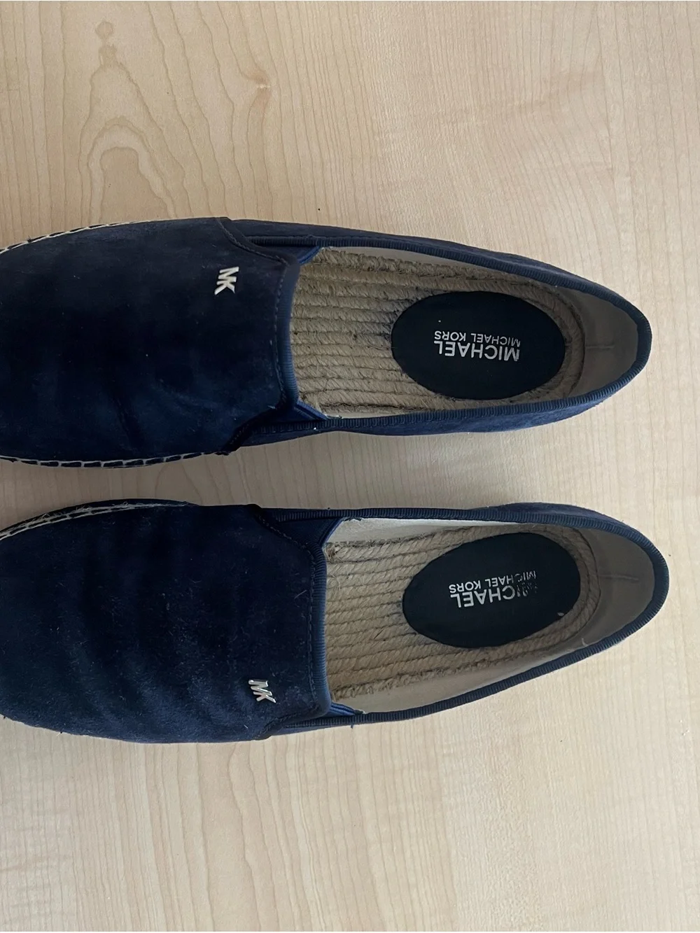 Michael Kors Hastings size8 Navy Suede Espadrille Slip-Ons with Natural Jute Toe